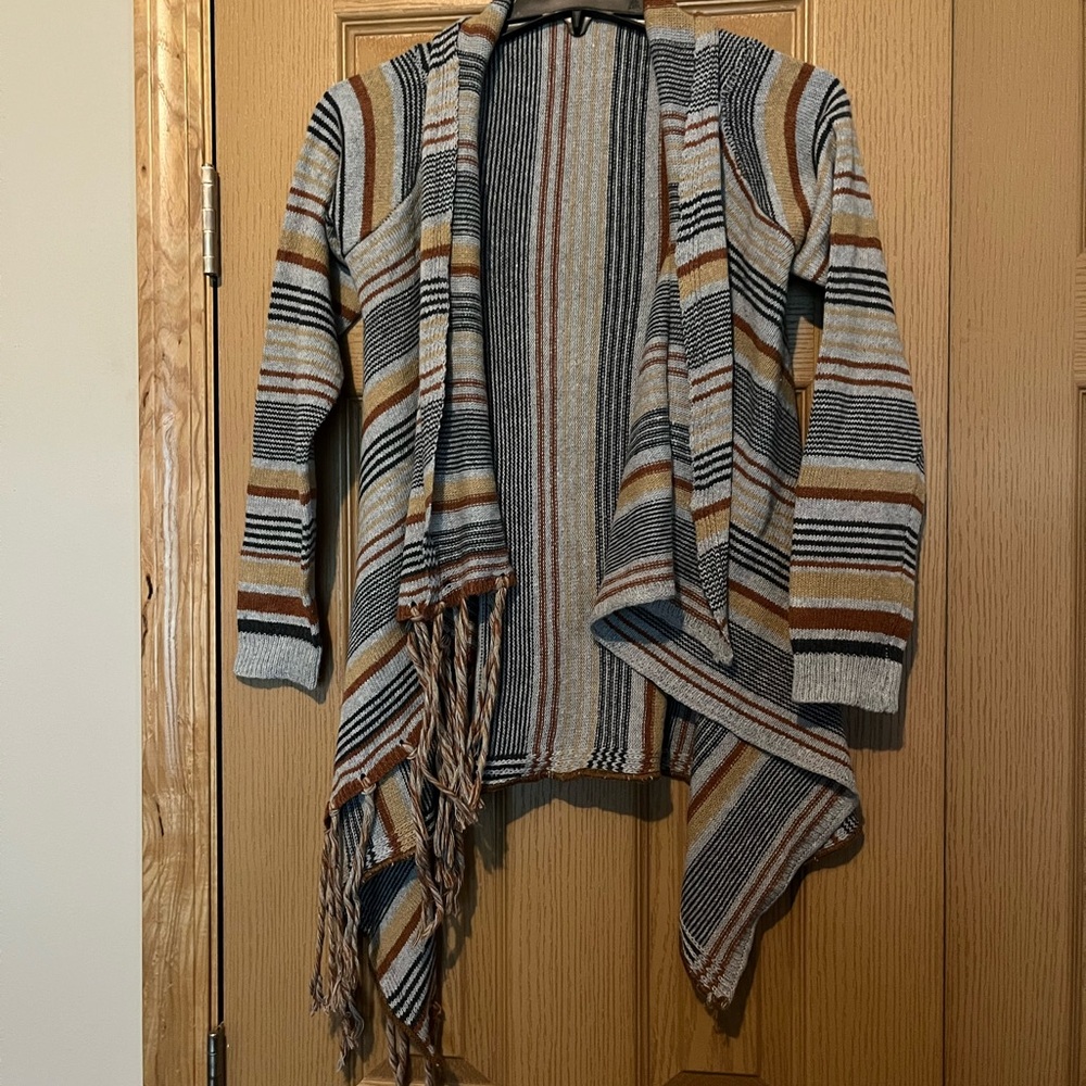 Striped Open-Front Cardigan Sweater